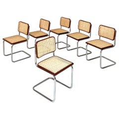 Italian Modern Metal, Beech and Vienna Straw Cesca Style Chairs, 1970s