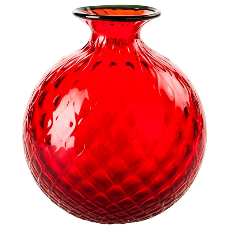 21st Century Monofiori Balloton Extra Large Glass Vase in Red by Venini For Sale