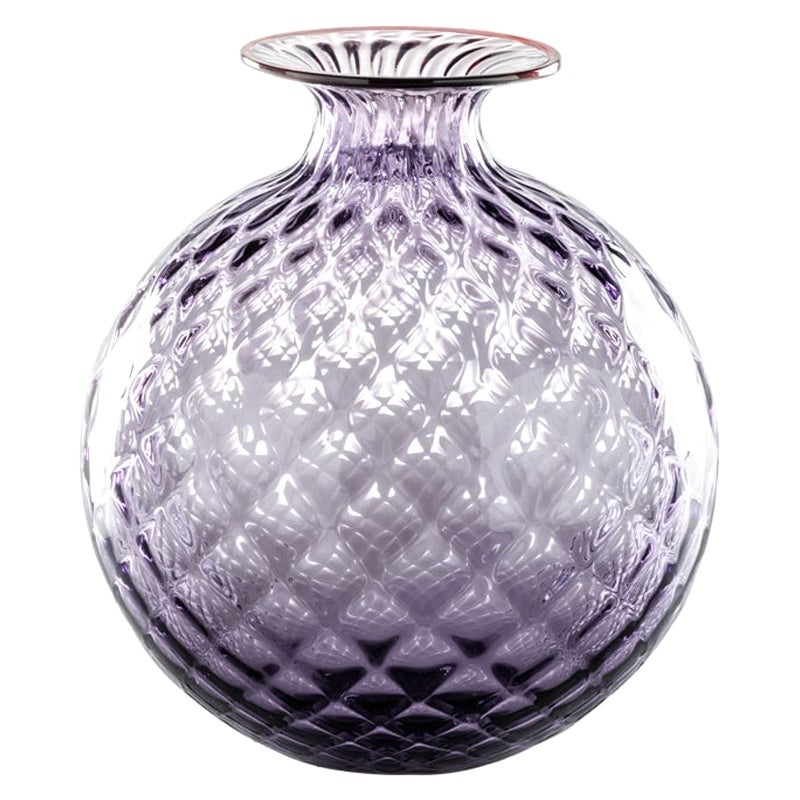 Très grand vase en verre Monofiori Balloton rouge indigo du 21e siècle par Venini