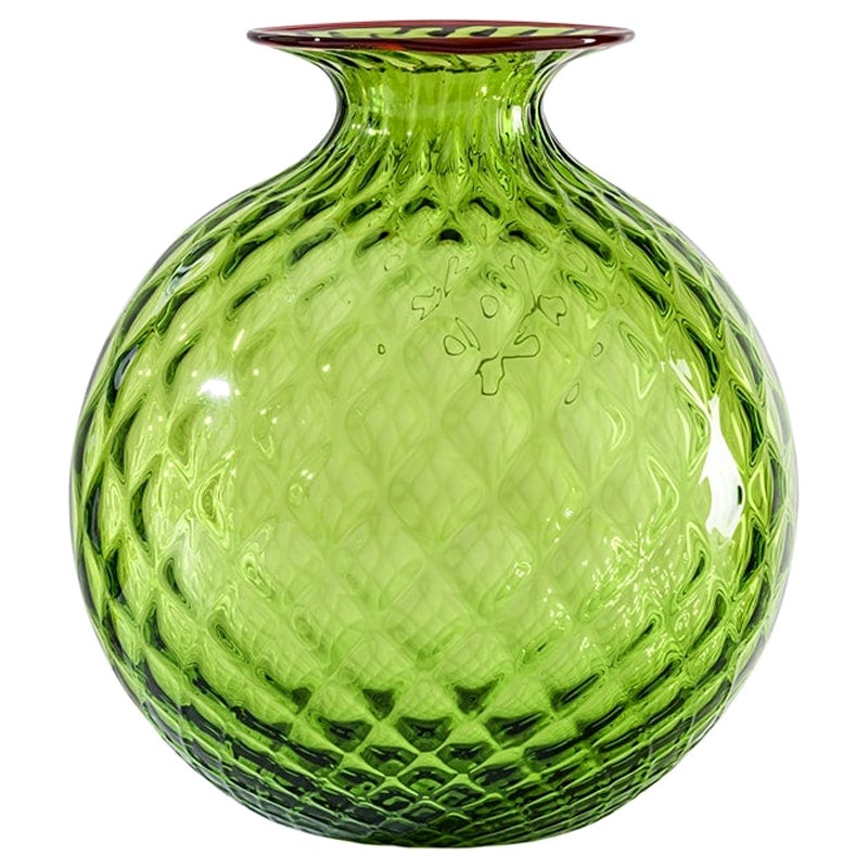 21st Century Monofiori Balloton Extra Large Glass Vase in Grass Green/Red For Sale