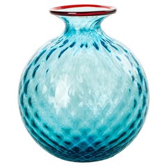 21st Century Monofiori Balloton Extra Large Glass Vase in Aquamarine/Red
