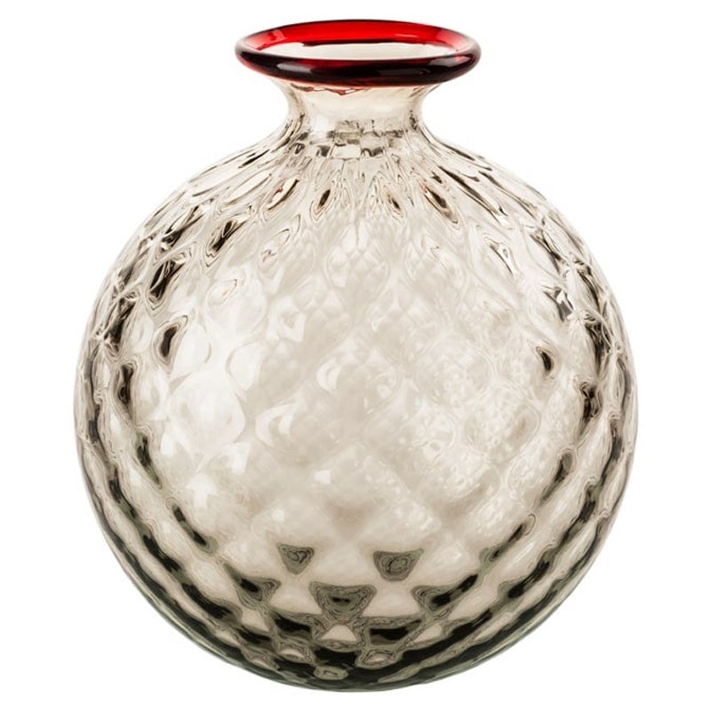 Grand vase en verre extra-large Monofiori Balloton gris/rouge de Venini, XXIe siècle