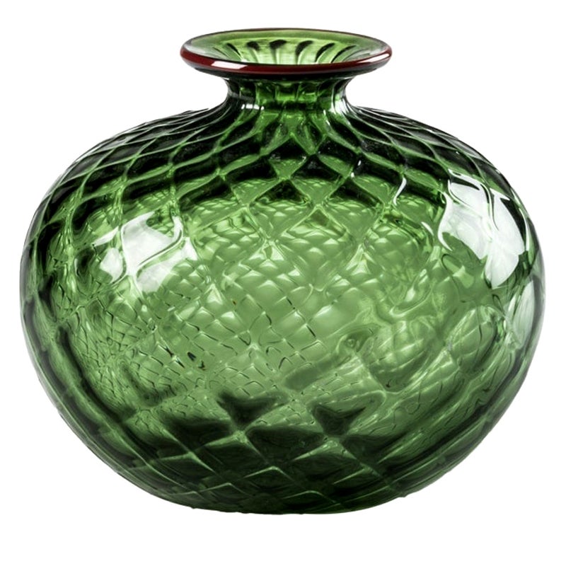 21st Century Monofiori Balloton Small Glass Vase in Apple Green by Venini For Sale
