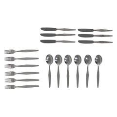 Gio Ponti Cutlery Set for Six in Nickel Silver by Krupp, Italy, 1950s