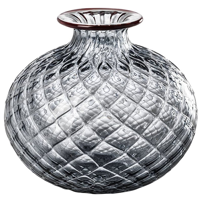 21st Century Monofiori Balloton Small Glass Vase in Grape/Red by Venini For Sale