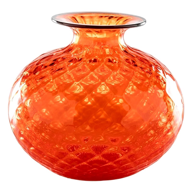 21st Century Monofiori Balloton Small Glass Vase in Orange/Red by Venini For Sale
