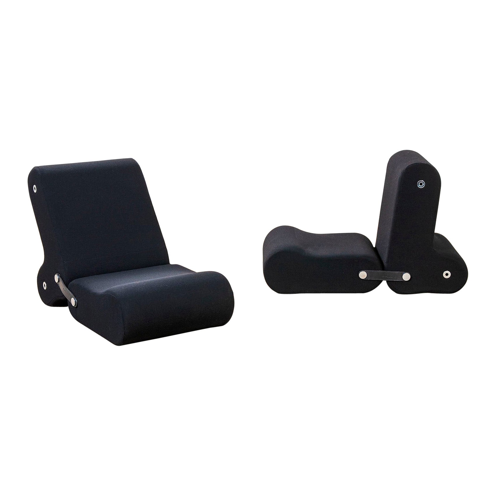 20th Century Joe Colombo Pair of Black Multichair Settees for B-Line '70s