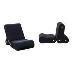 Joe Colombo paire de chaises longues noires du 20ème siècle pour B-Line '70s