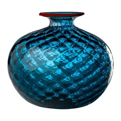 Petit vase en verre monofiori Balloton du 21e siècle en horizontal/rouge de Venini