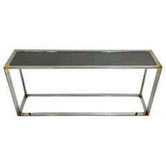 Mid-Century Chrome and Brass Mirrored Console Table