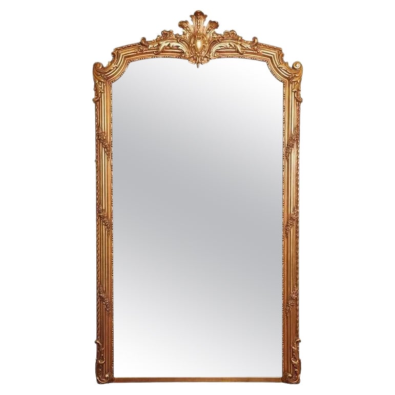 20th Century, French Louis XV Grand Gilt Mirror For Sale