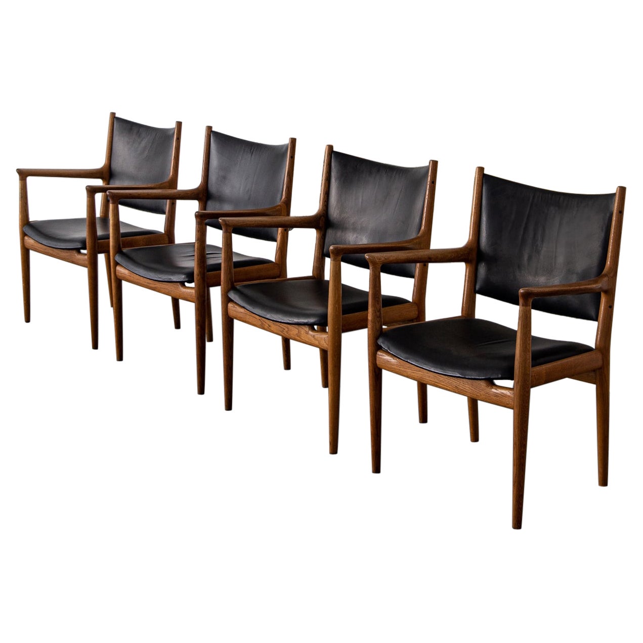 Set of Four JH513 Oak Armchairs by Hans Wegner for Johannes Hansen C1957