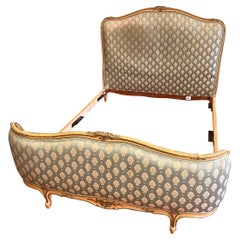 Antique Demi Corbeille French Upholstered Bed - Double 4'6"