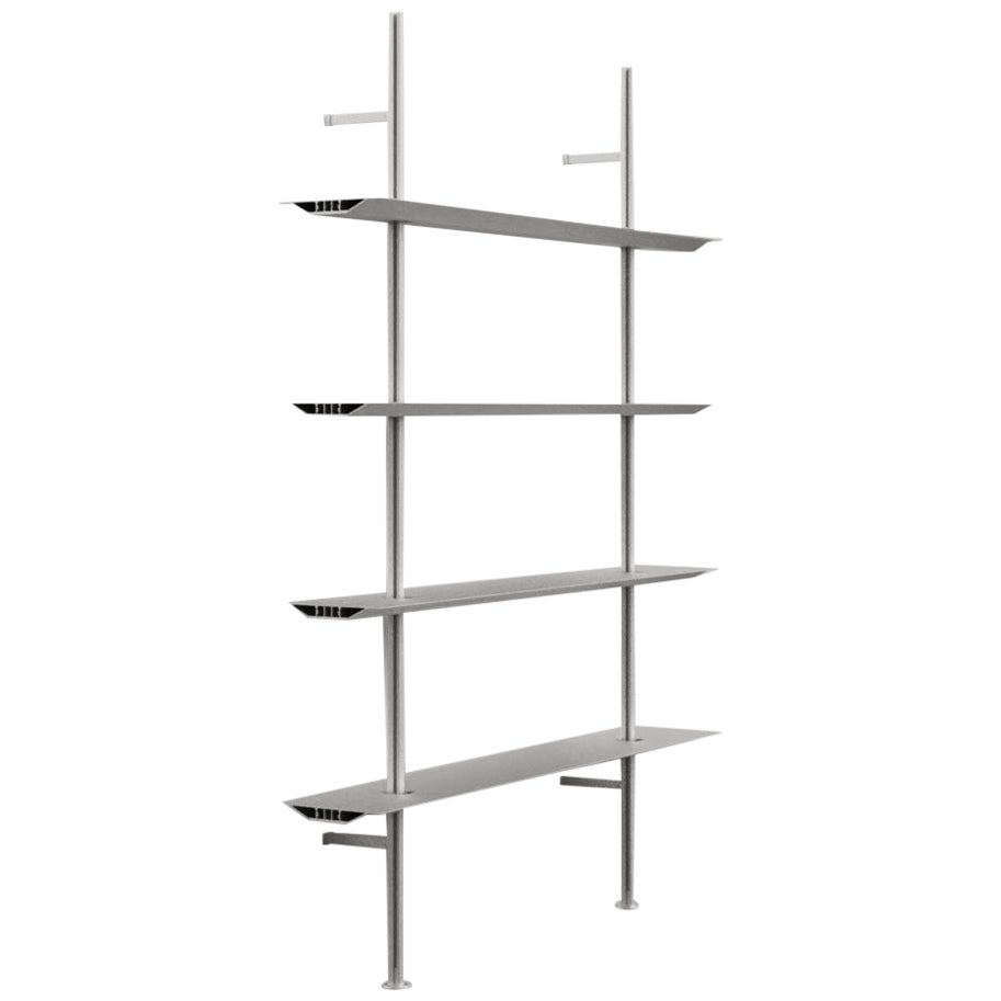 Wall Mounted Hypótila Shelving with Silver Aluminium Finish EX3 For Sale