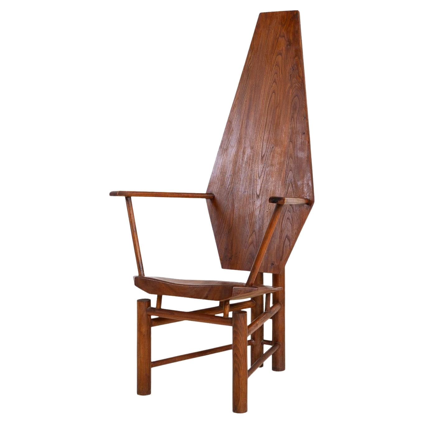 20th Century Italian Single Large Vintage Sculptural Walnut Center, Side Chair en vente