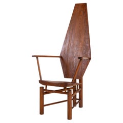 20th Century Dark-Brown Italian Single Large Sculptural Walnut Center Chair