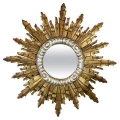 1940's Italian Wooden Sunburst Mirror