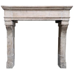 Antique fireplace in Campagnarde style of French limestone  19th century 