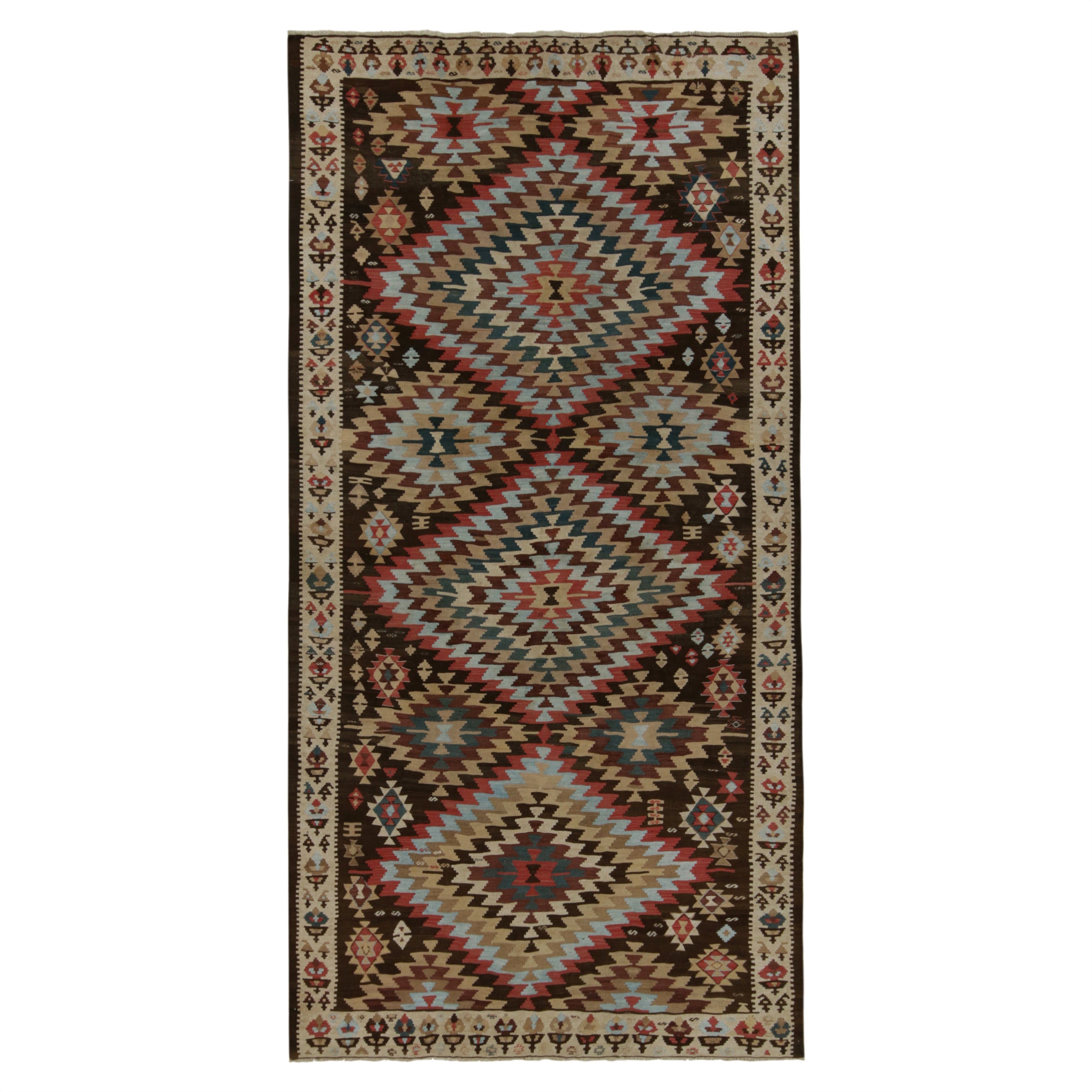 Vintage Persian Tribal Kilim in Polychromatic Geometric Patterns by Rug & Kilim For Sale