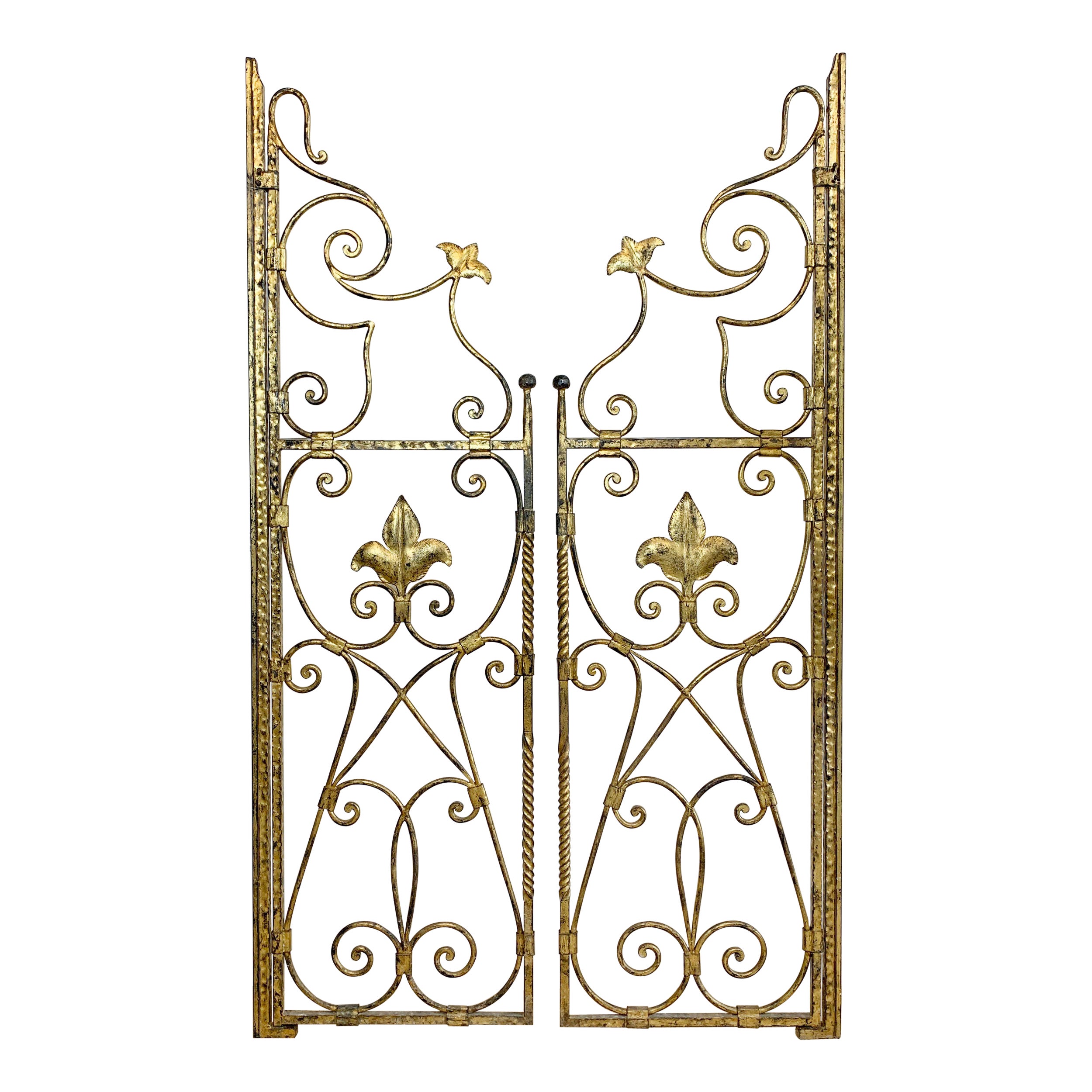 Pair of Wrought Iron Gold Spanish Church Altar Gates For Sale