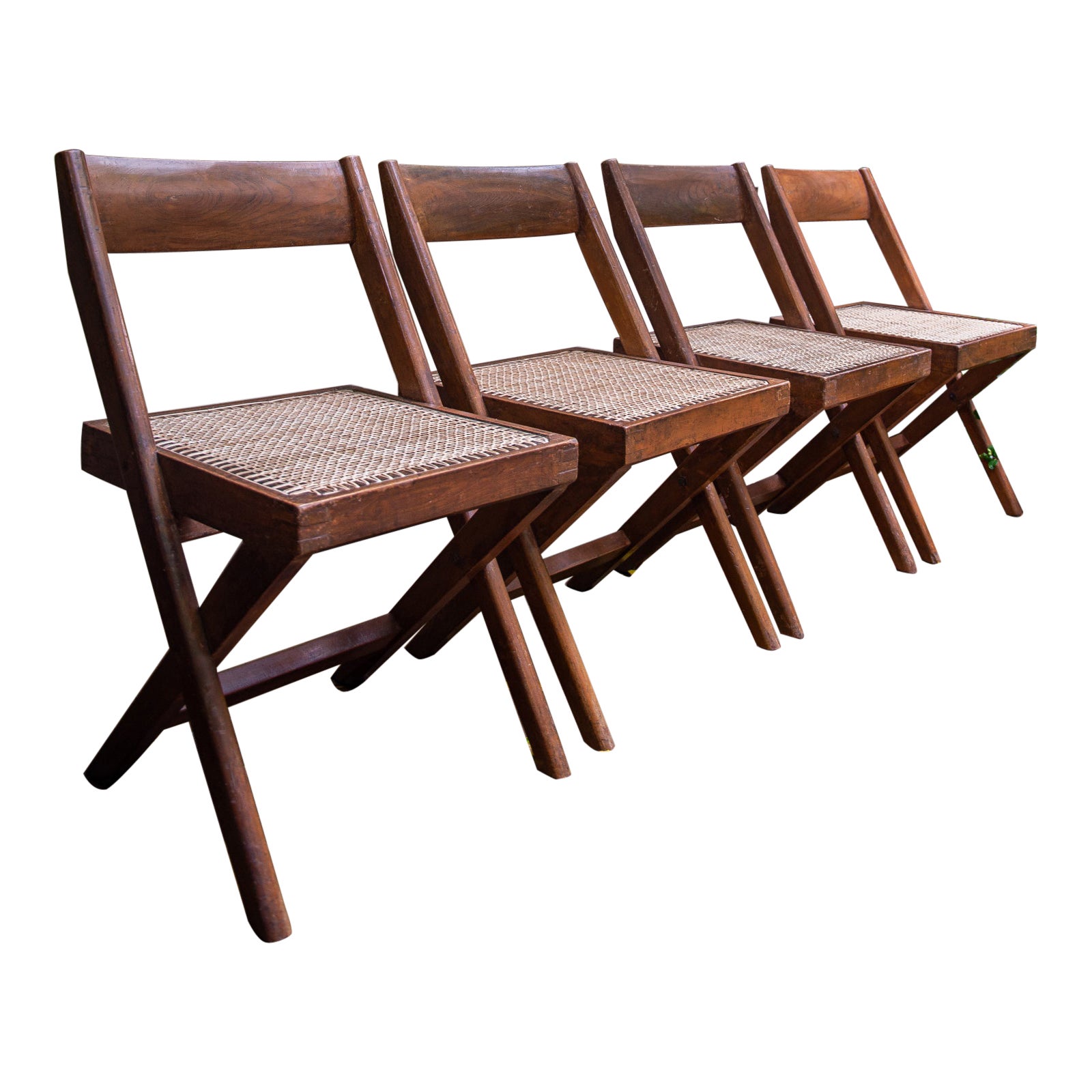 Quatre chaises à cadre en forme de X de Pierre Jeanneret & Eulie Chowdhury, Chandigarh, Inde, 1959