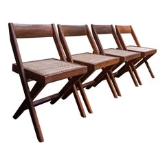 Four X Frame Chairs by Pierre Jeanneret & Eulie Chowdhury, Chandigarh India 1959