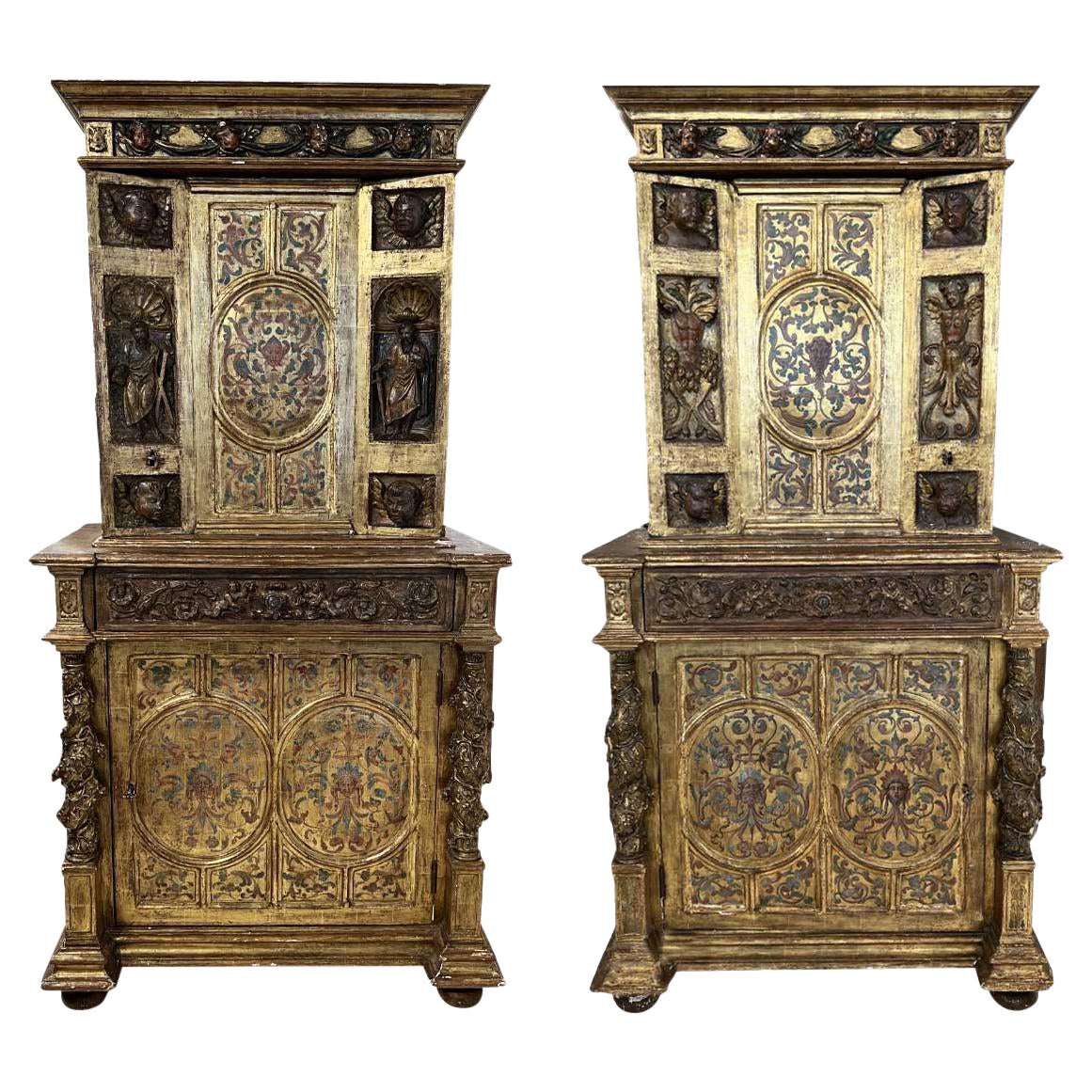  Pair of 17th Century Gilded Cabinets