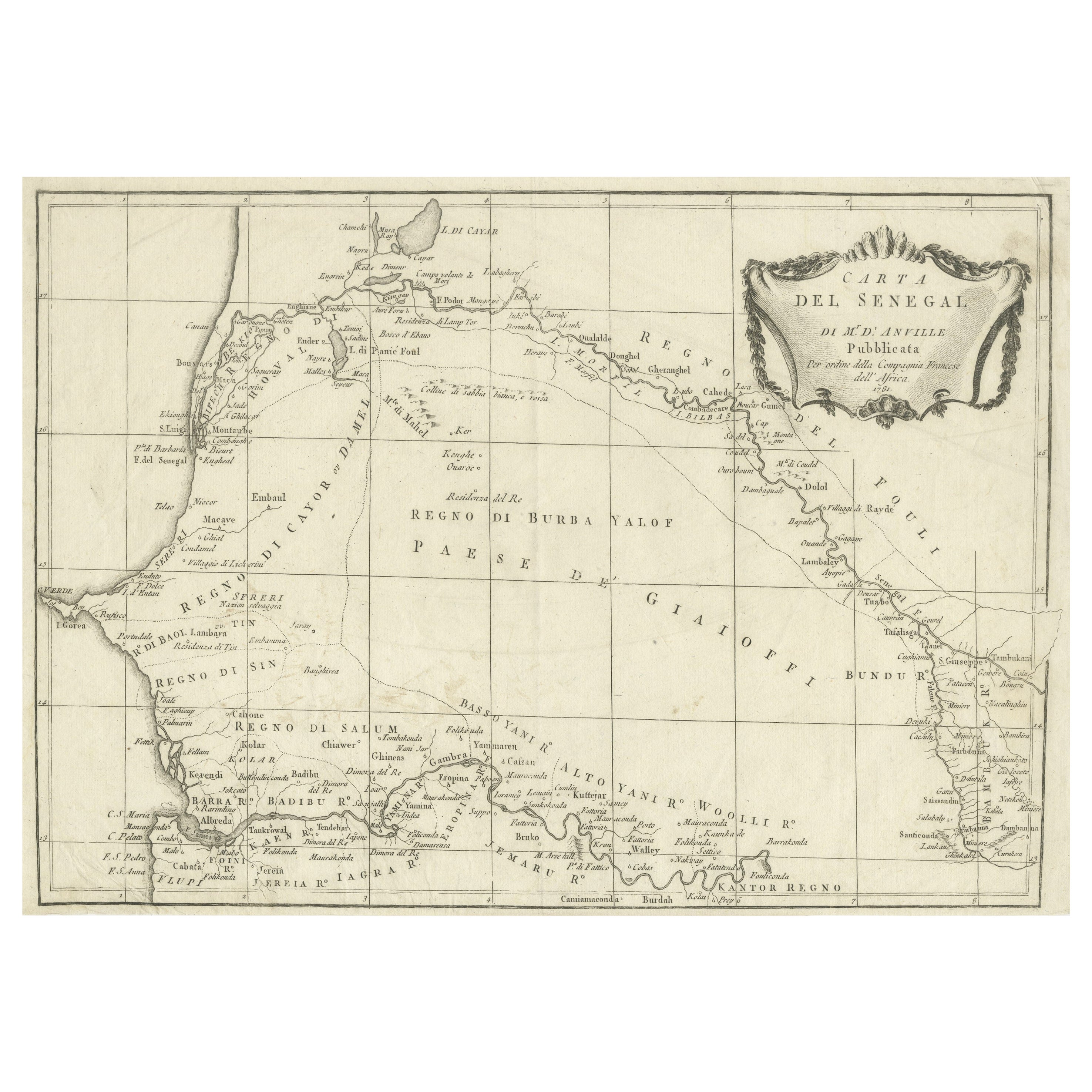 Carte ancienne du Senegal, Afrique de l'Ouest en vente