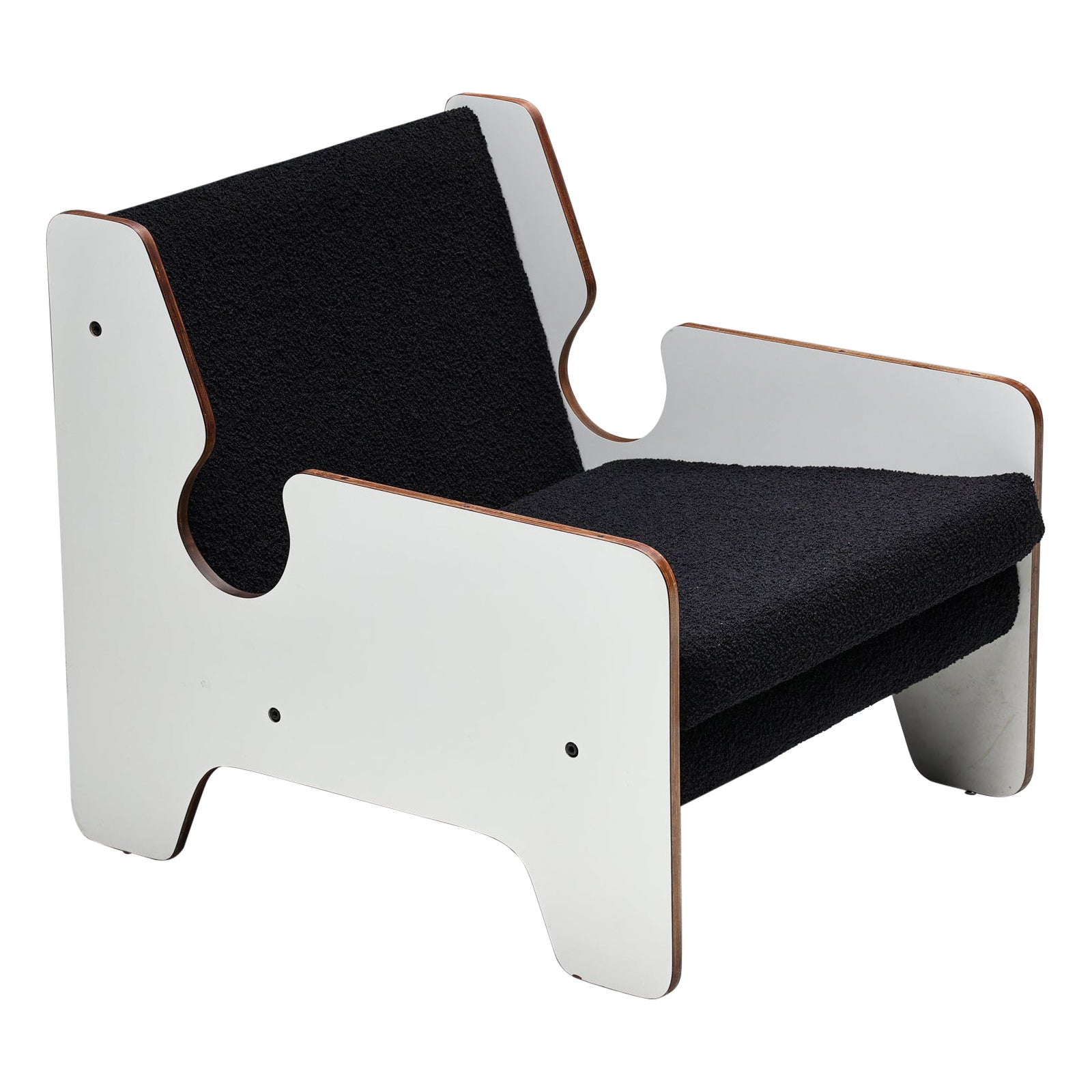 Post-Modern Black & White Lounge Chair, Italy, 1970s For Sale
