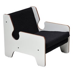 Vintage Post-Modern Black & White Lounge Chair, Italy, 1970s