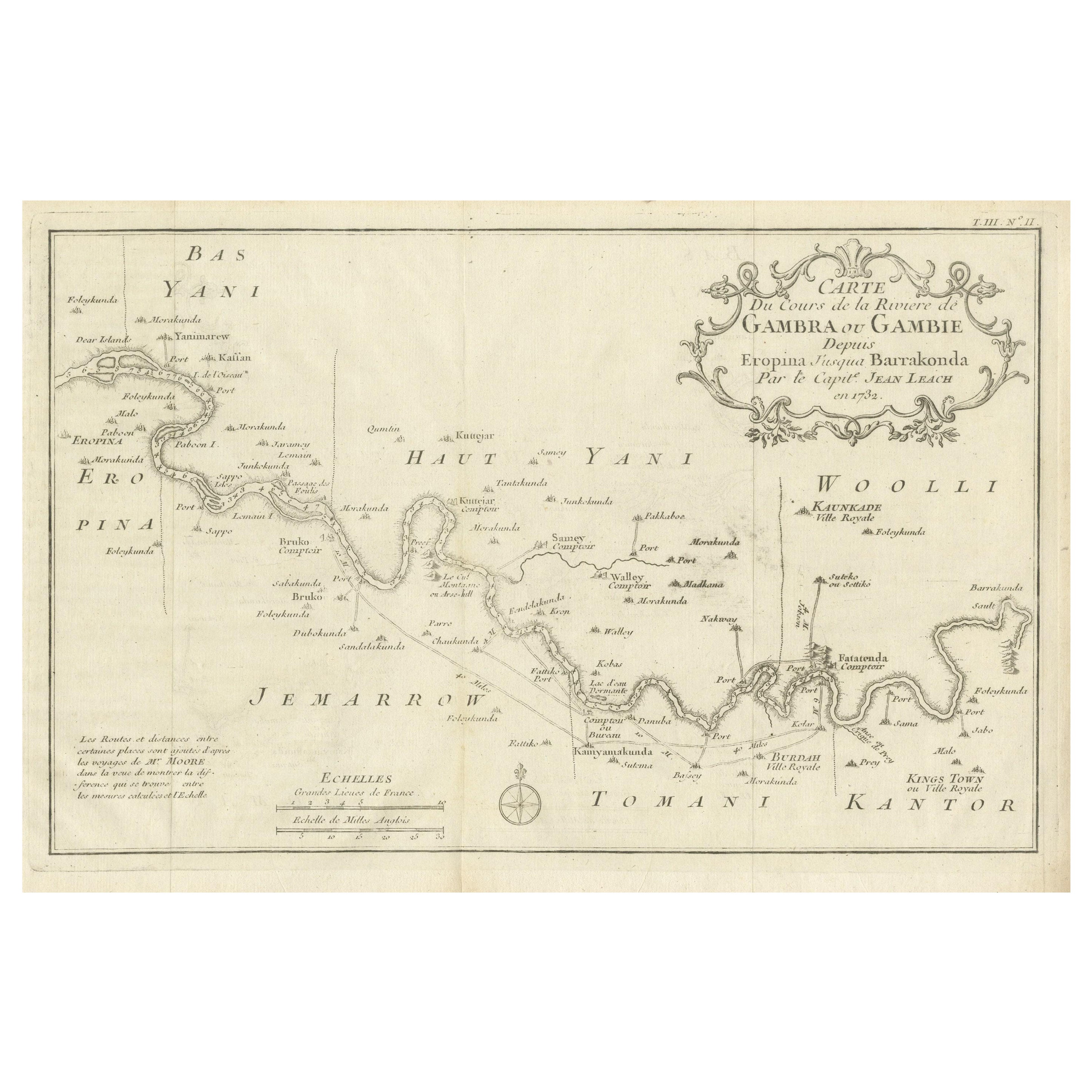 Antique Map of Gambia, West Africa