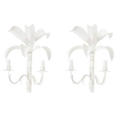 Pair of Vintage Italian Tole Palm Tree Wall Sconces