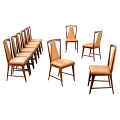 20th Century Osvaldo Borsani Set of 10 Dining Chairs in Wood & Skai '50 for ABV