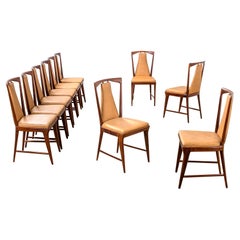 Osvaldo Borsani - Ensemble de 10 chaises de salle à manger du 20ème siècle en bois et Skai '50 pour ABV