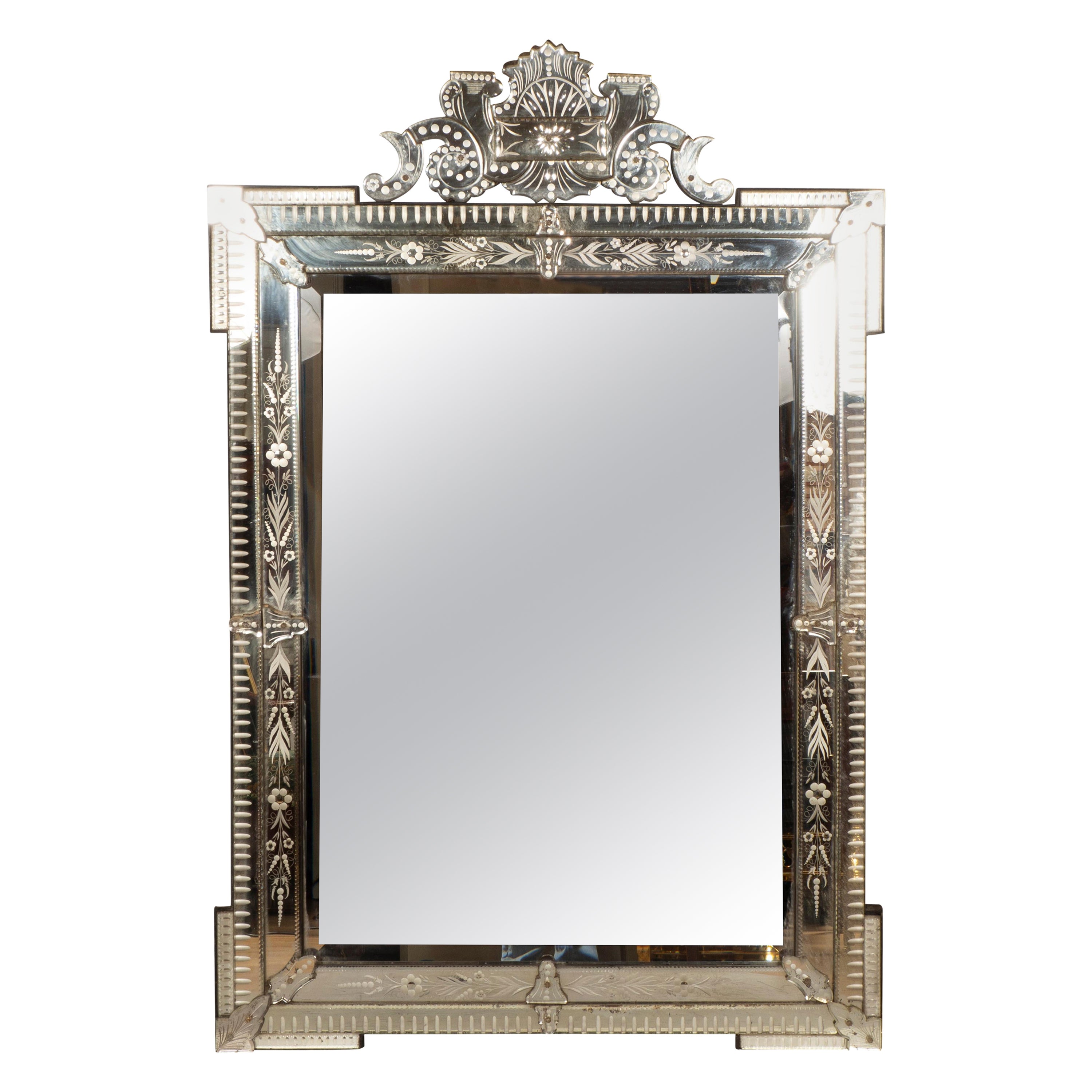 Venetian Glass Mirror For Sale