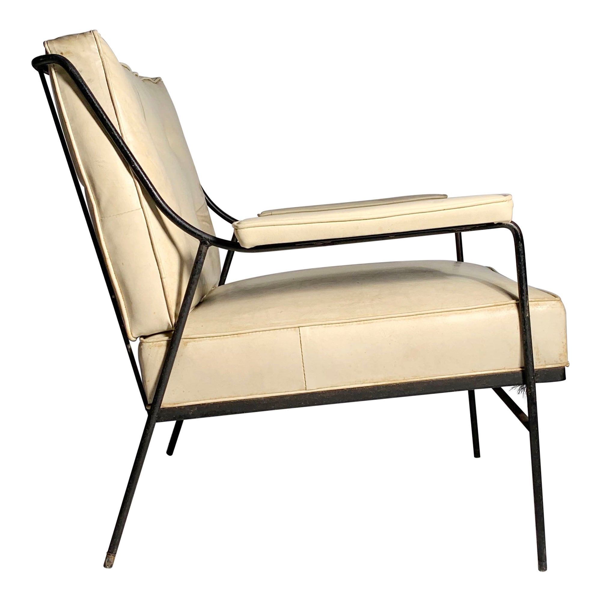 Elegant Vintage Wrought Iron Lounge Chair by Milo Baughman