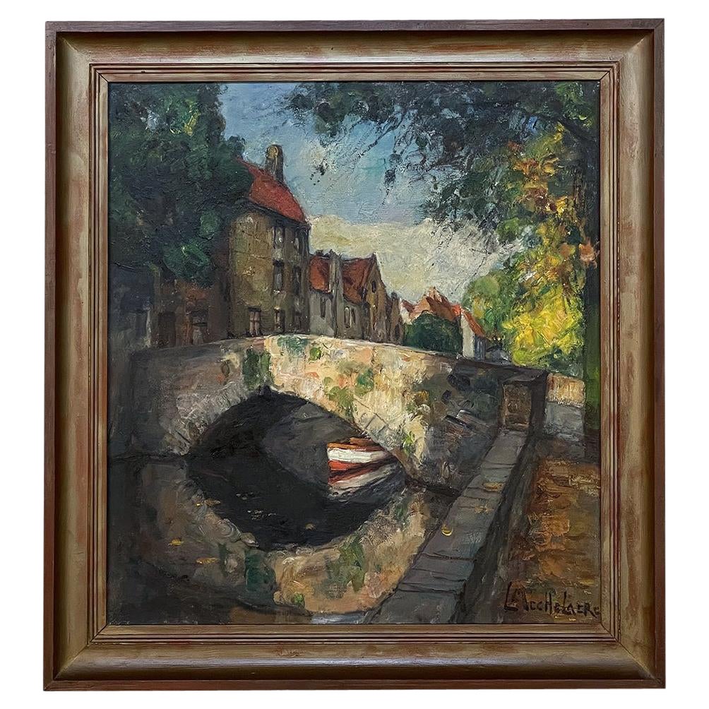 Framed Oil Painting on Canvas by Leo Mechelaere For Sale