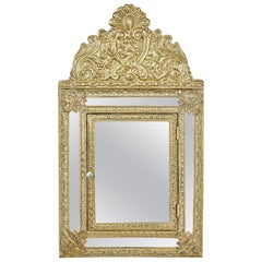 Mid 20th Century Aesthetic Movement Inspired Brass Hall Cushion Mirror