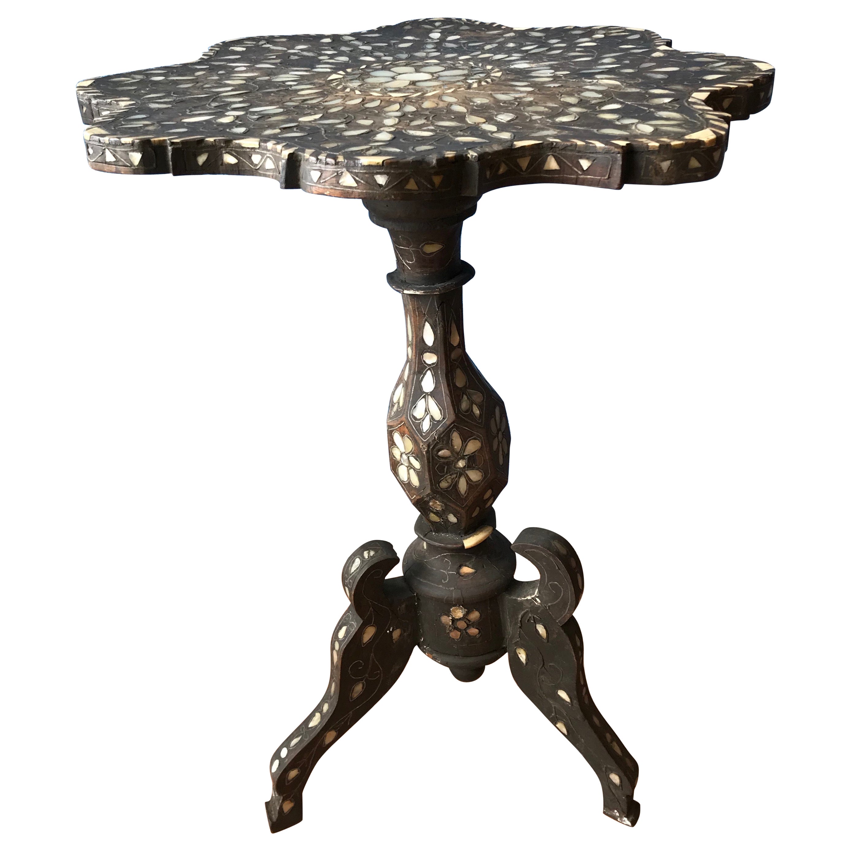 19TH Century Moroccan Inlaid Tea Table