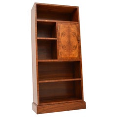 Art Deco Figured Walnut Bookcase / Cabinet