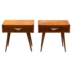 Pair of Mid-Century Cherry Wood Bedside Tables, 1950s