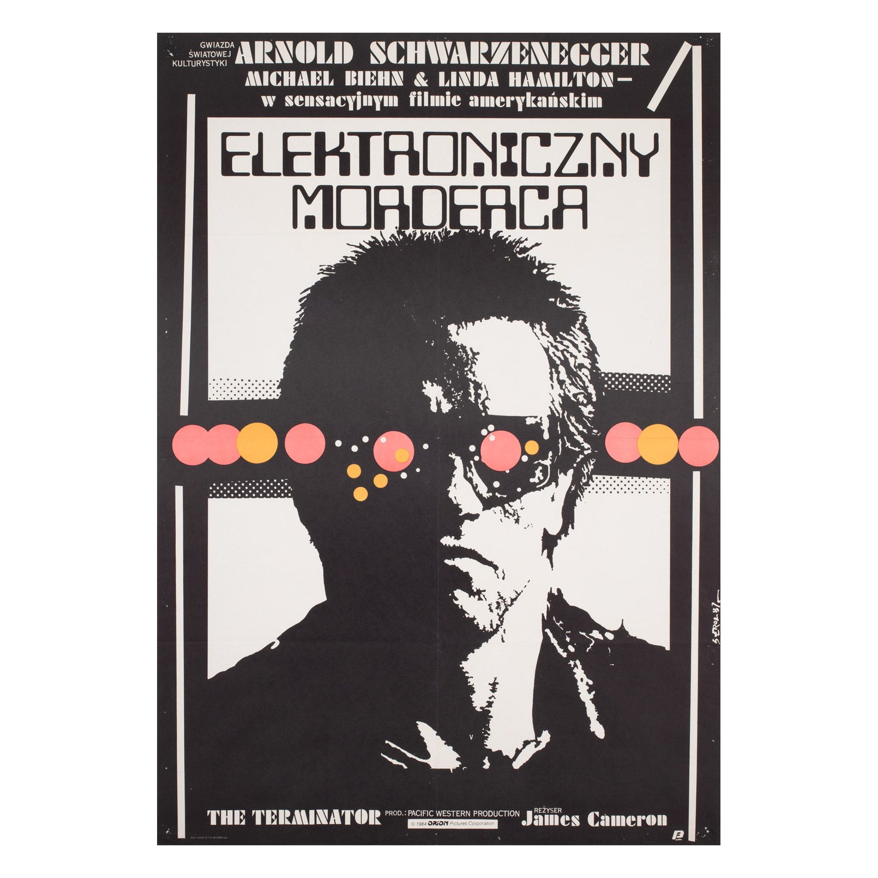 Affiche polonaise du film Terminator B1, Jakub Erol, 1987 en vente