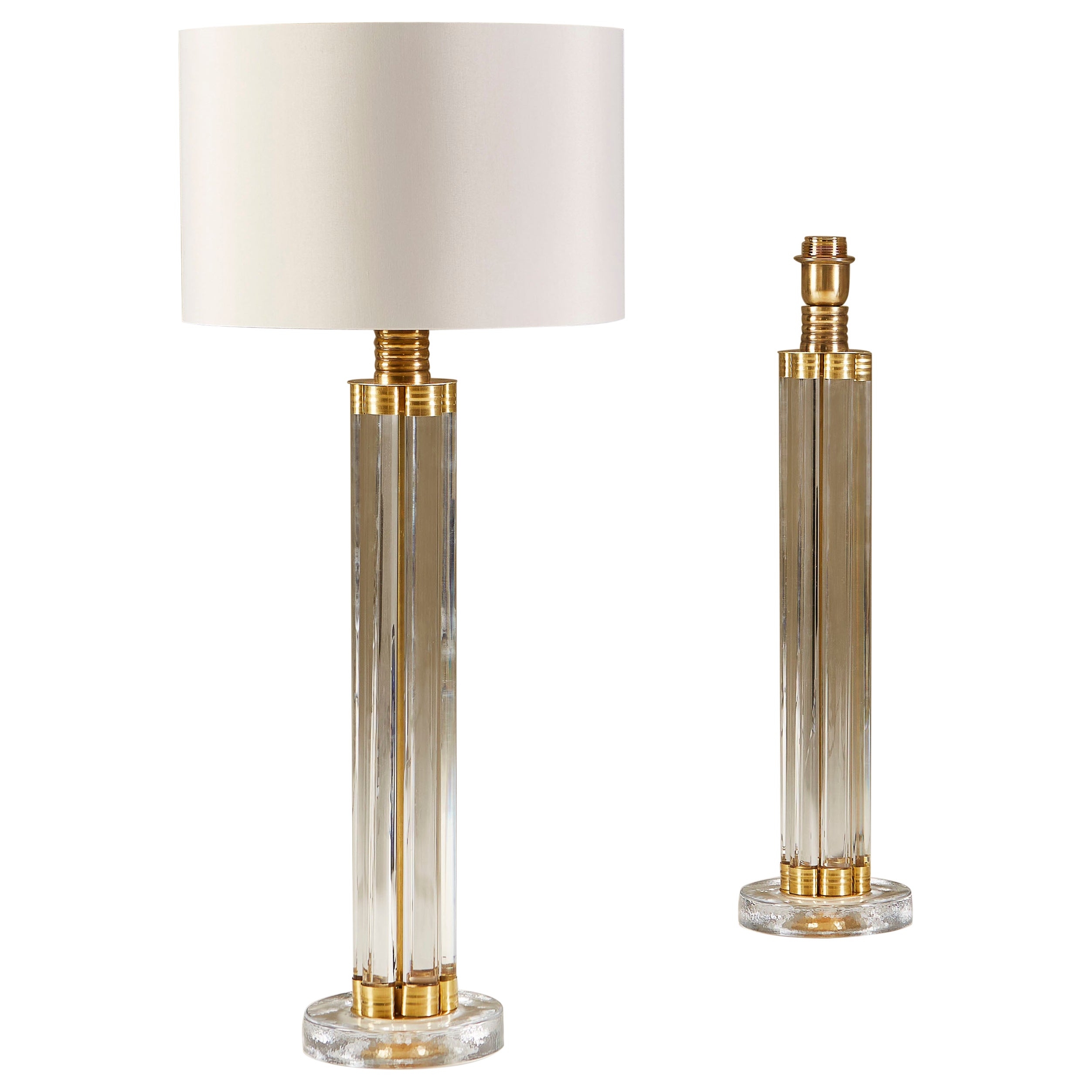 Pair of Italian Murano Glass 'Column' Lamps For Sale
