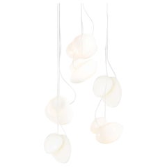 Contemporary Chandelier 'Pebble', 5 Pendelleuchten, Doppelhelix, Weiß