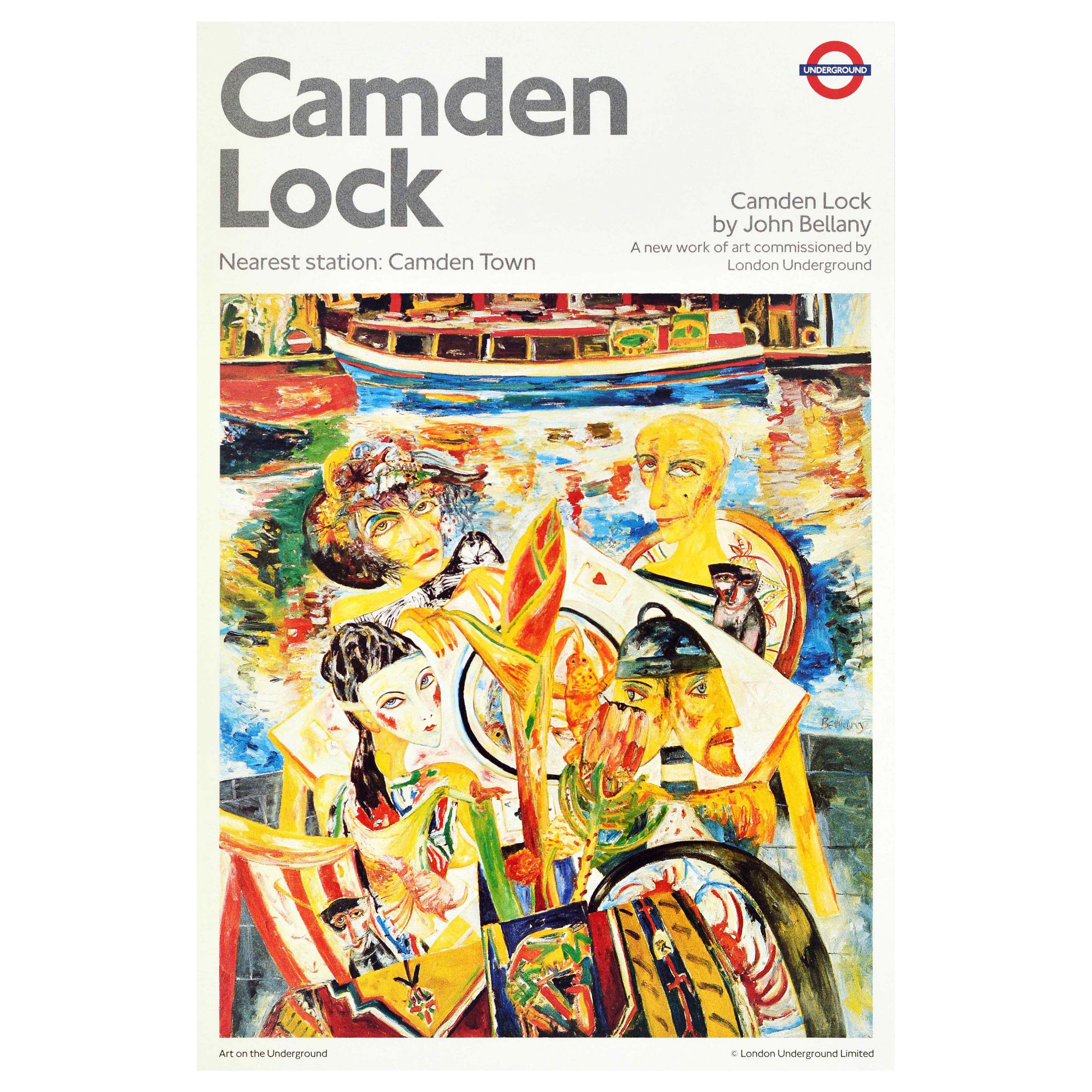 Original Vintage London Underground Poster LT Camden Lock John Bellany Art For Sale