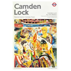 Affiche rétro originale du métro de Londres LT Camden Lock de John Bellany