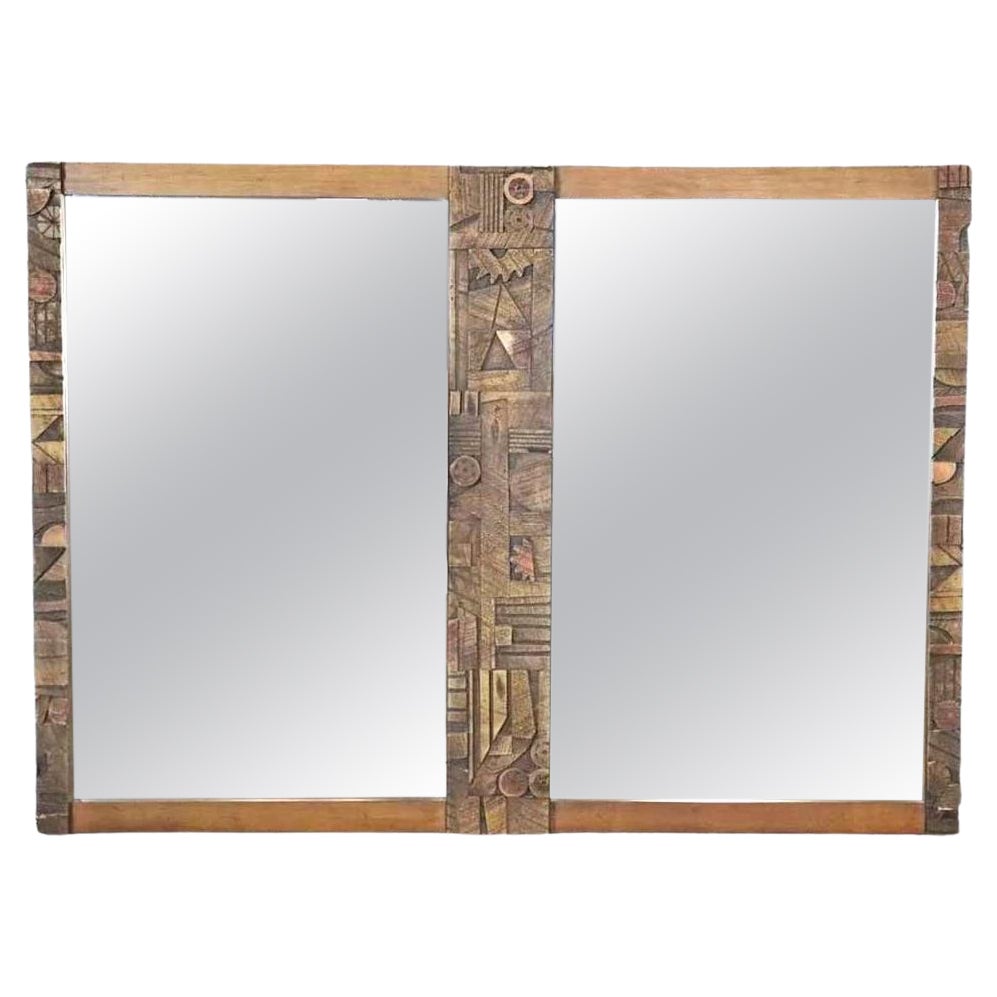 Brutalist Mirror by Lane Furniture For Sale
