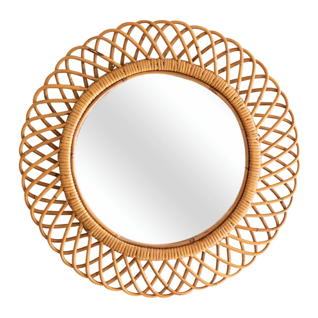 Large Italian Rattan Mirror at 1stDibs