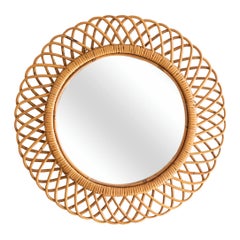 Italian Round Rattan Mirror