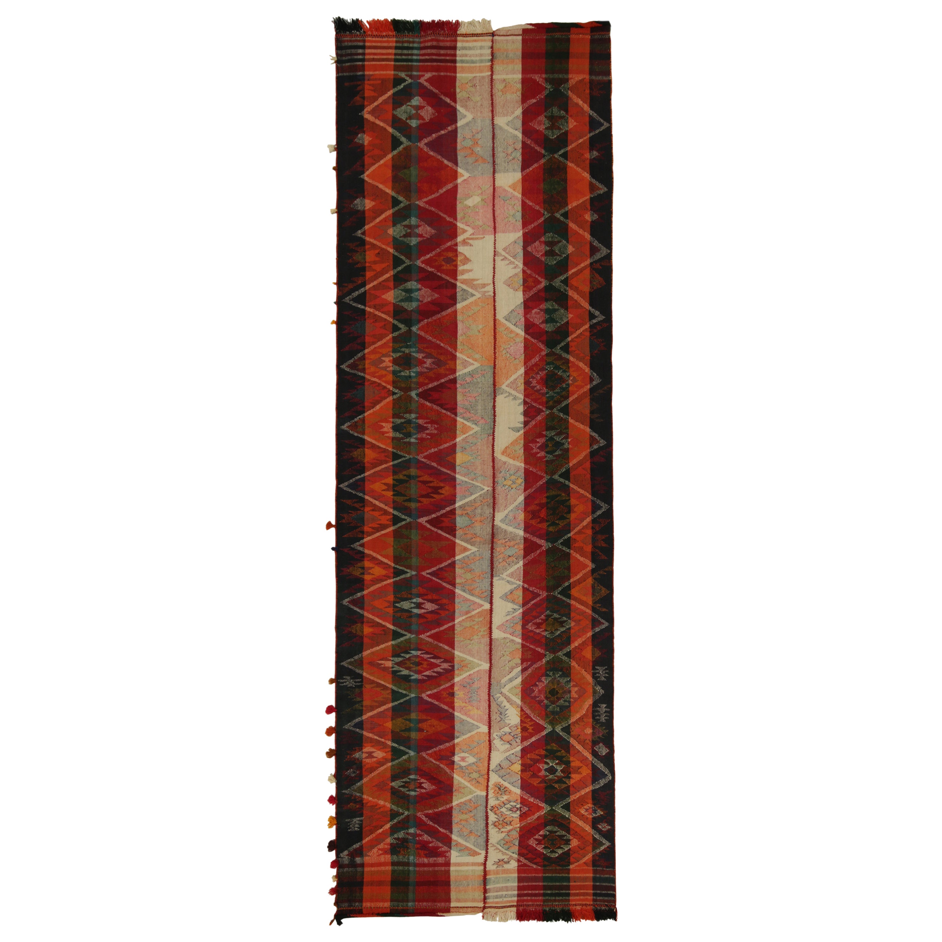 Vintage Persian Shiraz Tribal Kilim in Colorful Geometric Patterns - Rug & Kilim For Sale